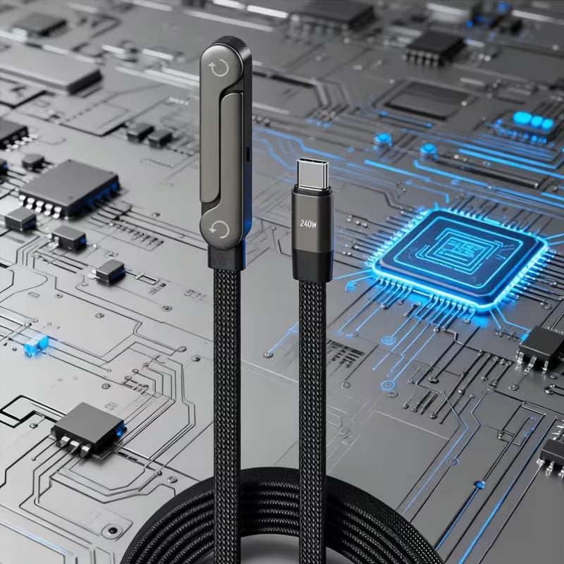 كابل USB-C إلى USB-C مع حامل موبايل مدمج