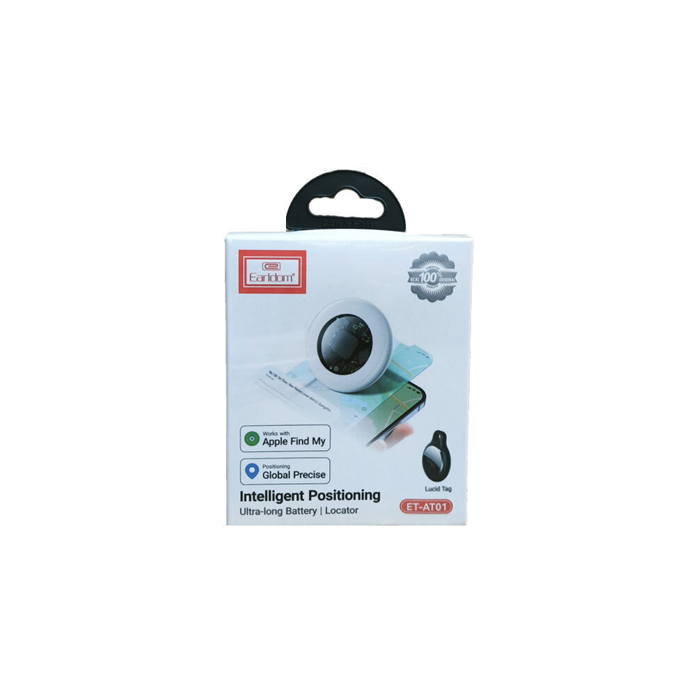 Earldom ET-AT01 Apple Find My tracker retail packaging and protective case